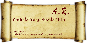 Andrássy Rozália névjegykártya